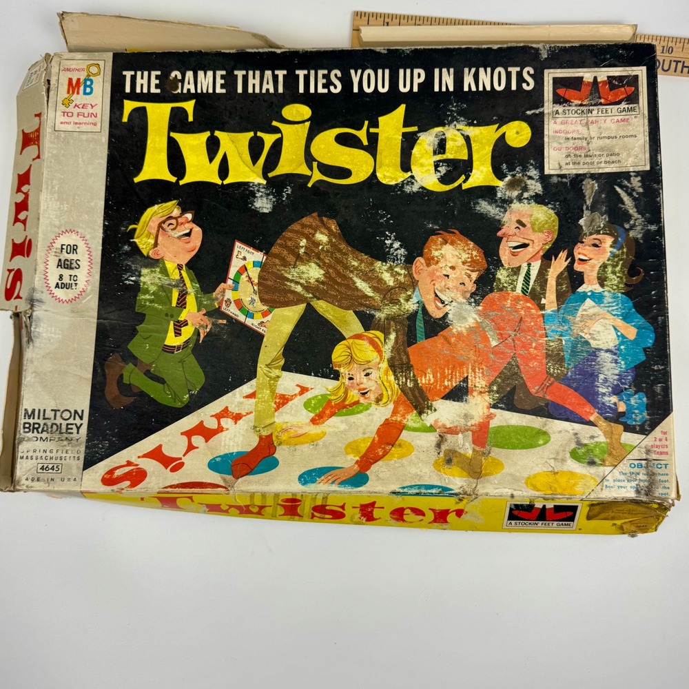 Vintage 1966 Twister Game Milton‎ Bradley 4645  Original Floor Mat COMPLETE